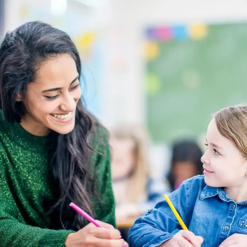 Kid with teacher